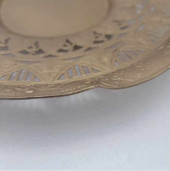 Antique Brides Basket Dutch Scene Gold Colored Swivel Handle VTG - Picture 7 of 7